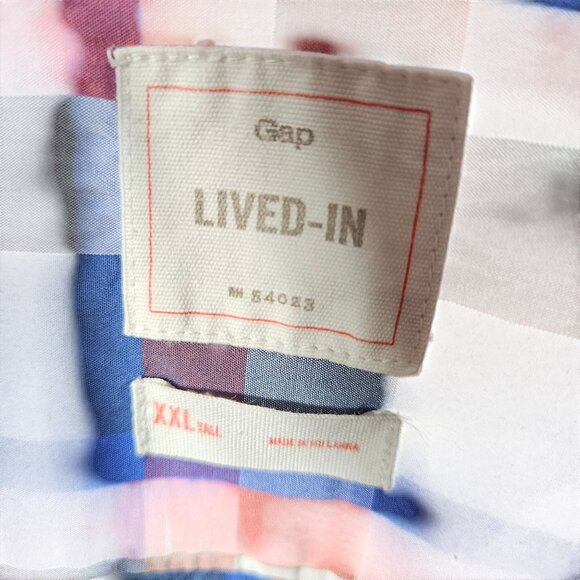 Gap Mens XXL Lived-In Button-Down Long Sleeve Plaid Shirt - Picture 2 of 3